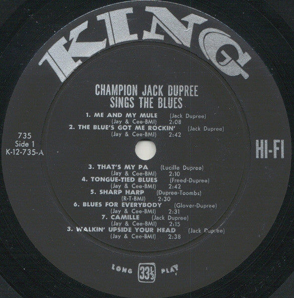 Release: Champion Jack Dupree Sings The Blues-Vinyl-US-1961-735-981837
