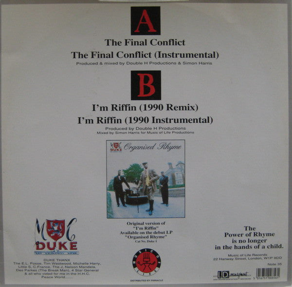 Release: The Final Conflict / I'm Riffin' 1990 Remix-Vinyl-UK-1990-NOTE 35-168375