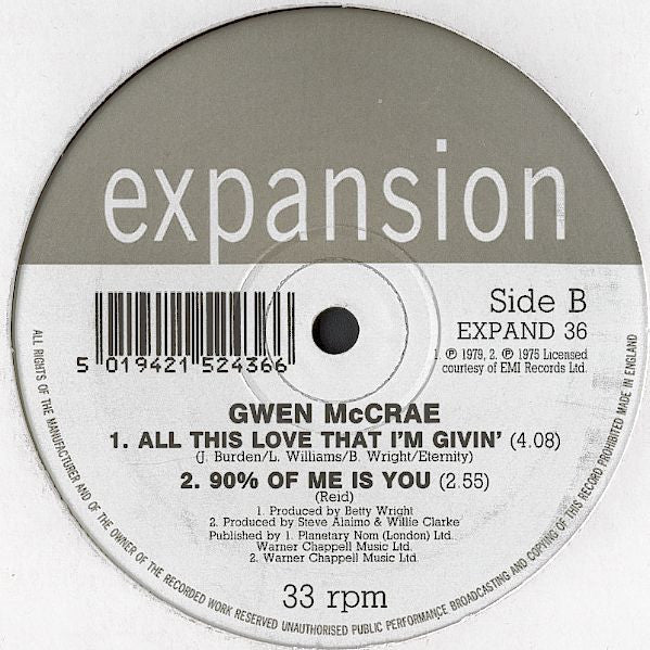 Master Release: I Can Only Think Of You / All This Love That I'm Givin' / 90% Of Me Is You  by Gwen McCrae