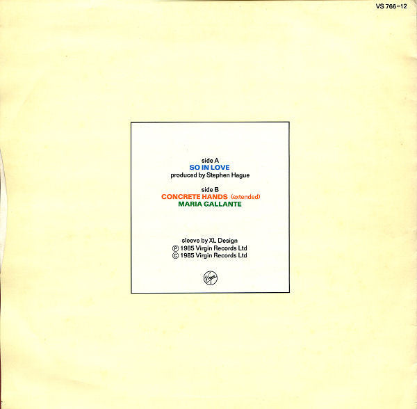 Release: So In Love-Vinyl-UK-1985-VS 766/12, VS 766-12-195849