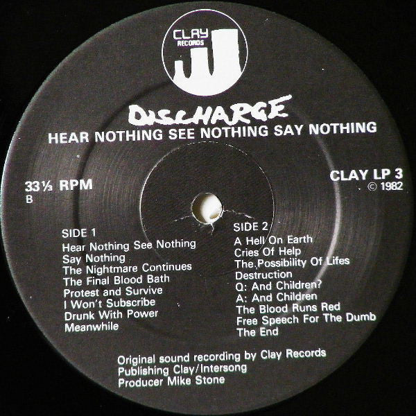 Release: Hear Nothing See Nothing Say Nothing-Vinyl-UK-1982-CLAY LP 3-381756