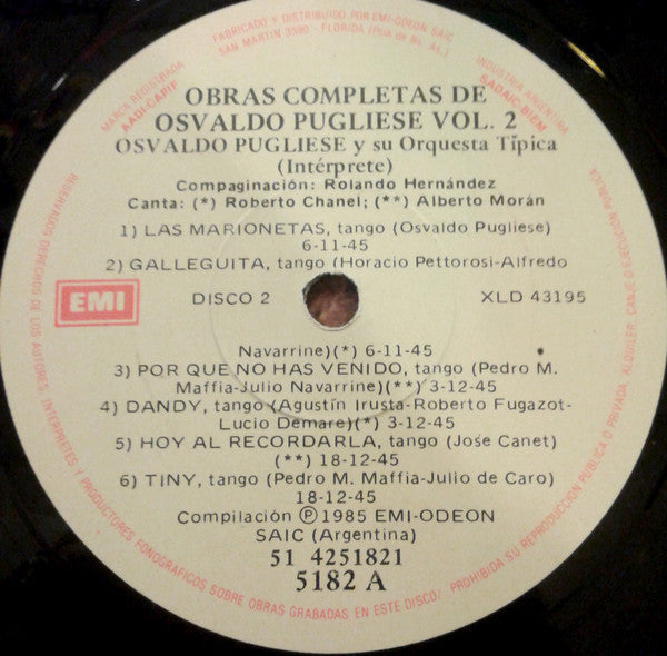Master Release: Obras Completas Vol. 2 by Osvaldo Pugliese Y Su Orquesta Típica
