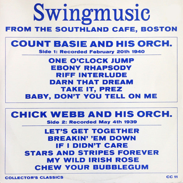 Master Release: Swingmusic From The Southland Cafe, Boston by Count Basie Orchestra