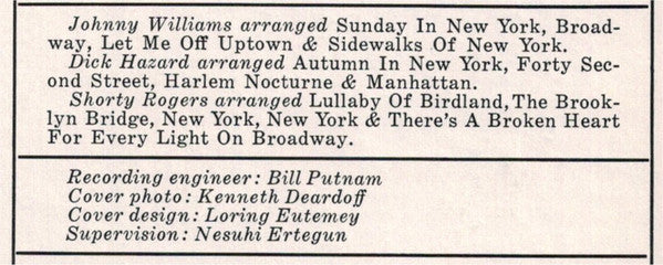 Sings Sunday In New York And Other Songs About New York