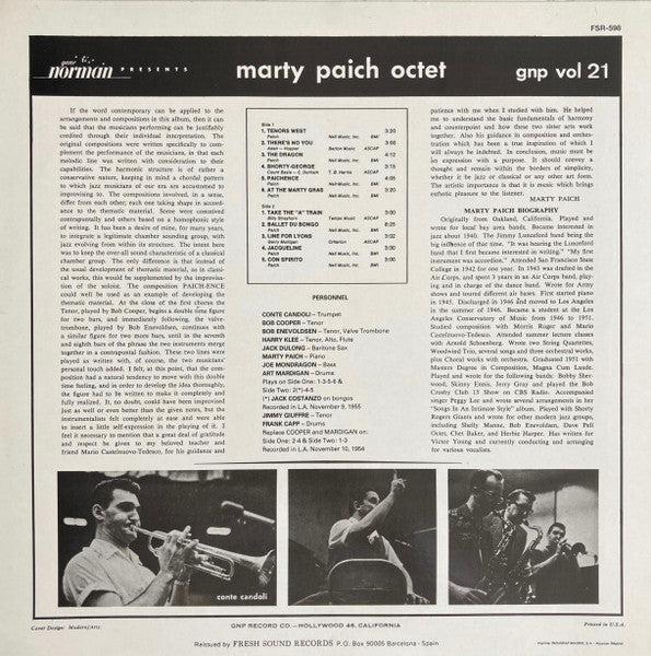 Gene Norman Presents The Marty Paich Octet