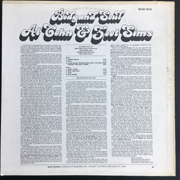 Release: Body And Soul-Vinyl-US-1973-MR 5016, Muse 5016-2823502