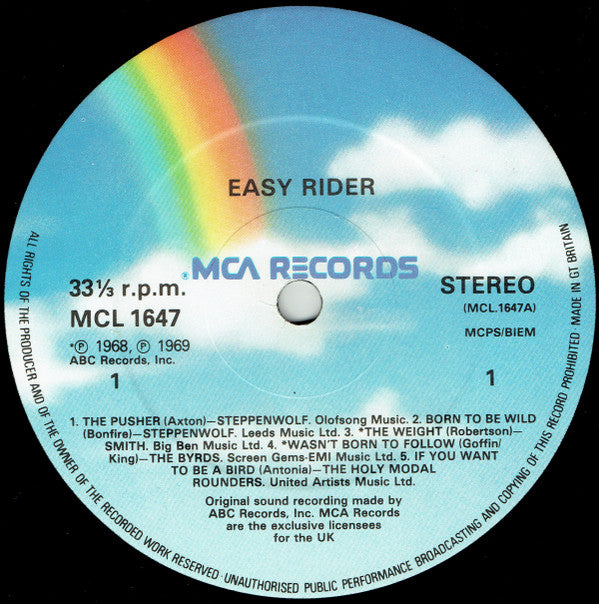 Songs Performed In The Motion Picture Easy Rider