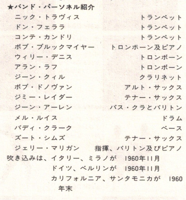 Gerry Mulligan And The Concert Jazz Band On Tour