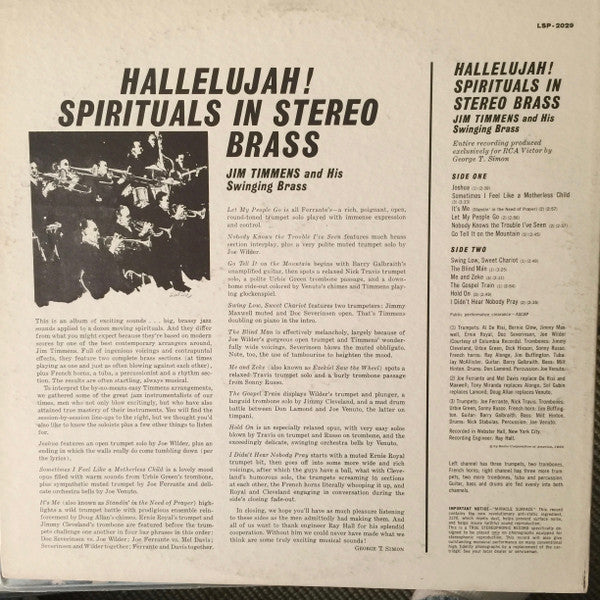 Master Release: Hallelujah! Spirituals In Hi-Fi Brass by Jim Timmens And His Swinging Brass