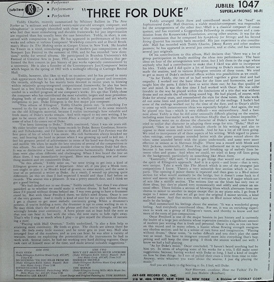 Master Release: 3 For Duke by Teddy Charles Trio