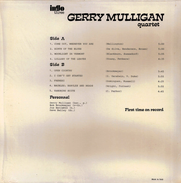 Master Release: In Sweden by Gerry Mulligan Quartet