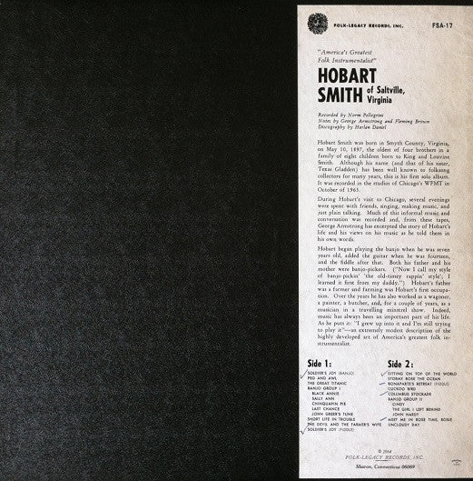Release: Hobart Smith Of Saltville, Virginia-Vinyl-US-1964-FSA 17-5022210