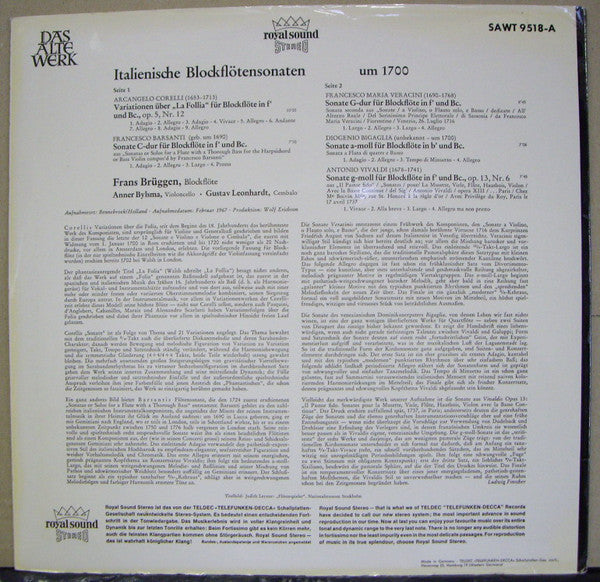 Italienische Blockflötensonaten Um 1700