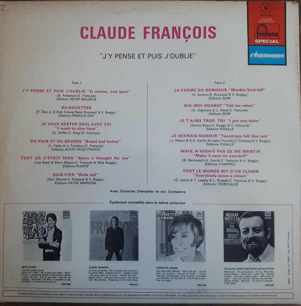 Release: J' Y Pense Et Puis J' Oublie-Vinyl-France-1971-6444 053-4576533