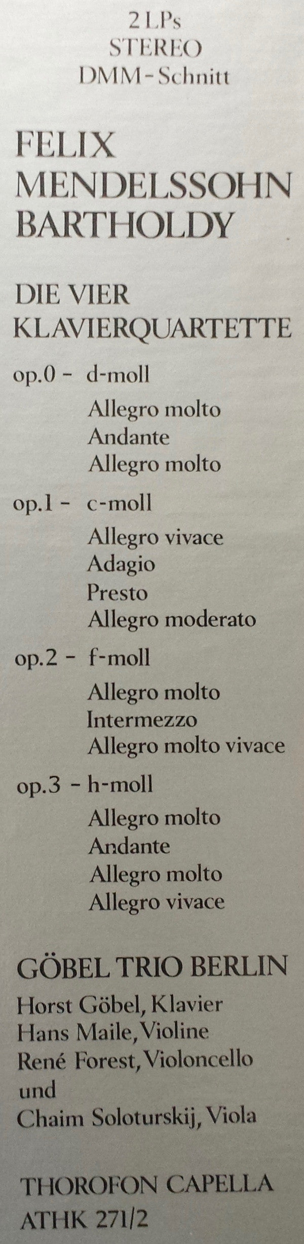 Die Vier Klavierquartette