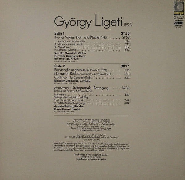 Trio Für Violine, Horn Und Klavier - Passacaglia Ungherese / Hungarian Rock / Continuum - Monument · Selbstportrait · Bewegung