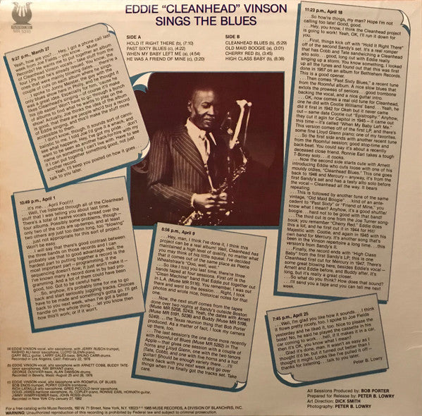 Master Release: Eddie "Cleanhead" Vinson Sings The Blues by Eddie "Cleanhead" Vinson