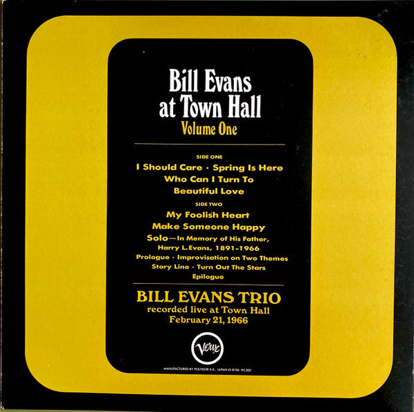 Bill Evans At Town Hall (Volume One)
