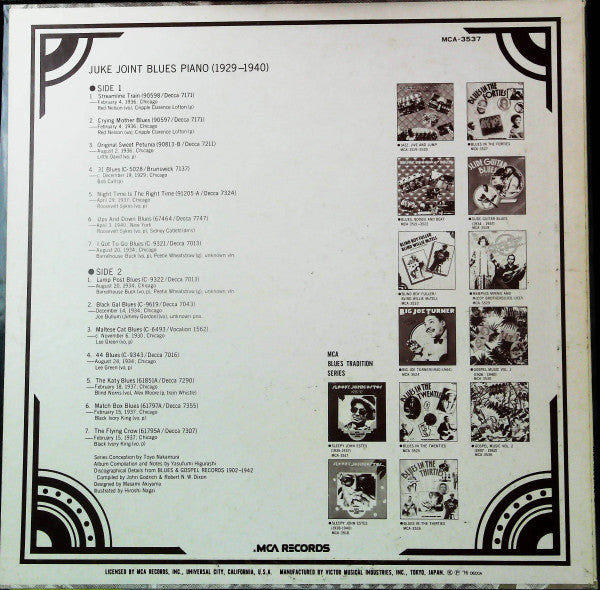 Juke Joint Blues Piano 1929-1940