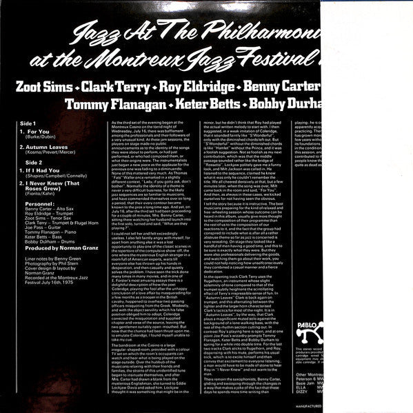 Master Release: JATP (Jazz At The Philharmonic At The Montreux Jazz Festival 1975) by Various