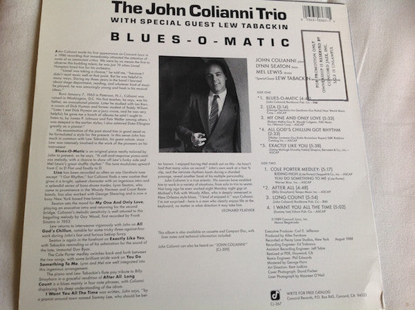 Master Release: Blues-O-Matic by John Colianni Trio