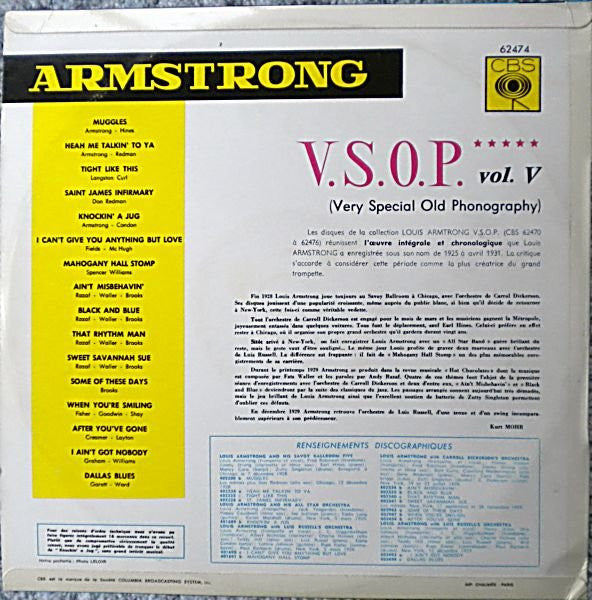 Master Release: V.S.O.P. (Very Special Old Phonography)  Vol. 5 by Louis Armstrong