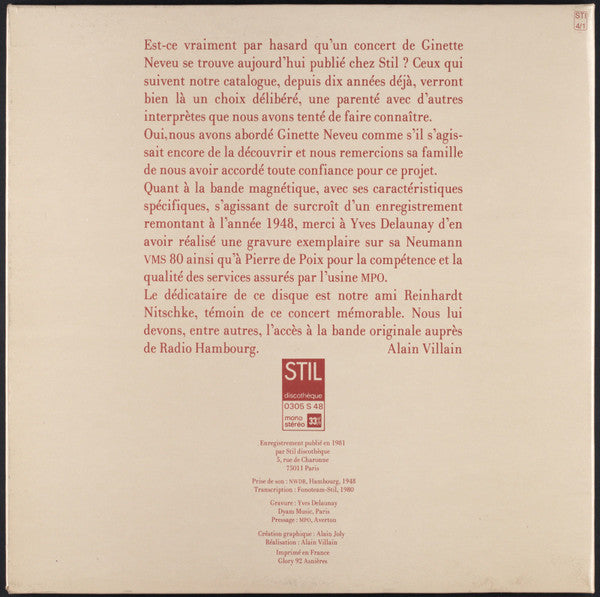 Master Release: Ginette Neveu En Concert (3 Mai 1948) by Ginette Neveu