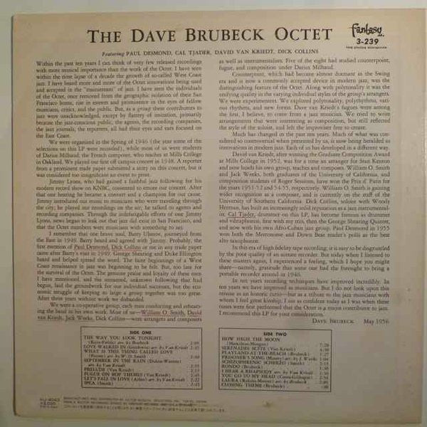 Release: Dave Brubeck Octet-Vinyl-Japan-1984-VIJ-4043, 3-239-5455903