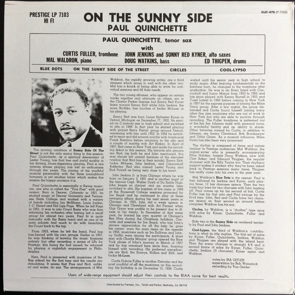 Master Release: On The Sunny Side by Paul Quinichette
