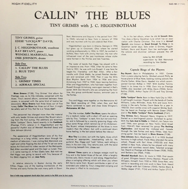 Master Release: Callin' The Blues by Tiny Grimes