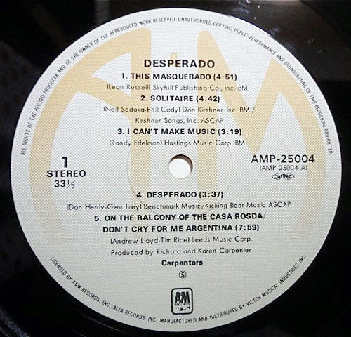 Master Release: Carpenters Vol.2 -  Desperado by Carpenters
