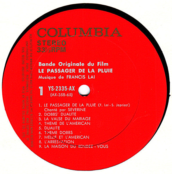 雨の訪問者 = Le Passager De La Pluie (Bande Originale Du Film)