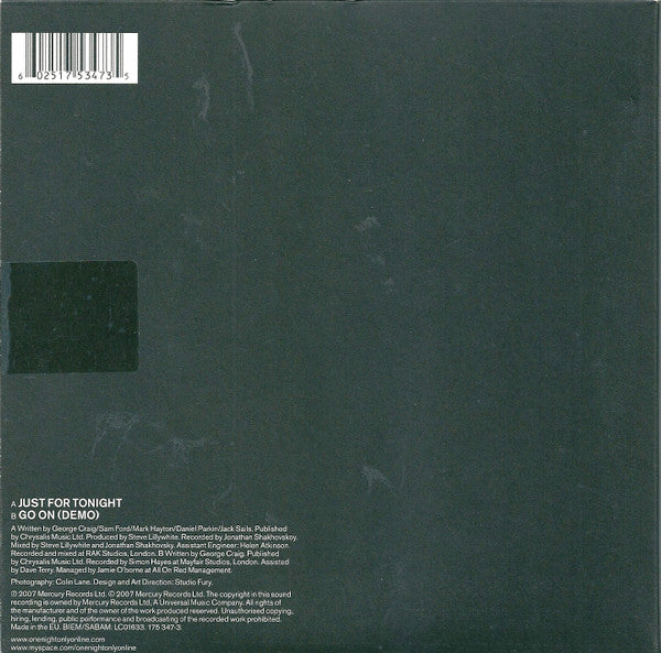 Release: Just For Tonight-Vinyl-UK-2008-175 347-3, 175 347-3-1676439