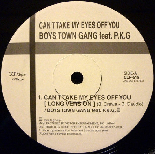Master Release: Can't Take My Eyes Off You by Boys Town Gang