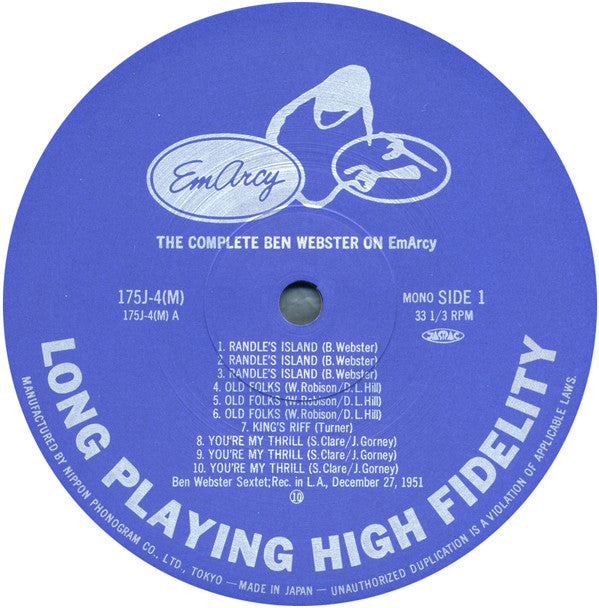 The Big Tenor: The Complete Ben Webster On EmArcy