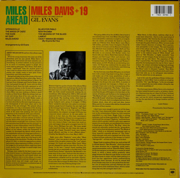Release: Miles Ahead-Vinyl-US-1987-CJ 40784-2041629