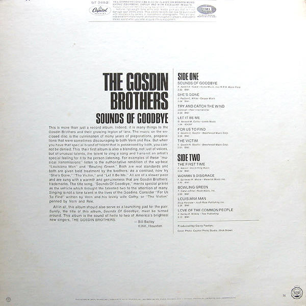 Release: Sounds Of Goodbye-Vinyl-US-1968-ST 2852-2313964