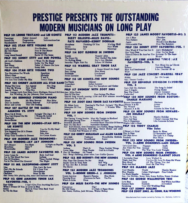 Release: Stan Getz Volume One-Vinyl-US-None-PRLP 102-8552817