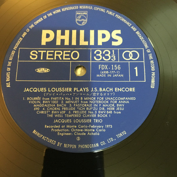 Jacques Loussier Plays J.S. Bach Encore