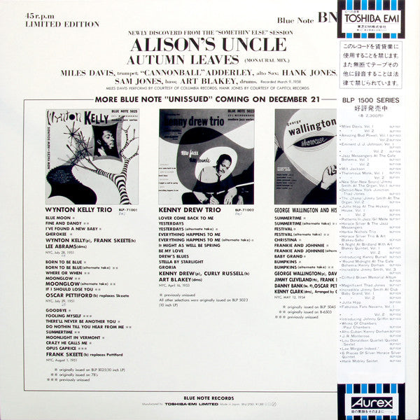 Alison's Uncle / Autumn Leaves