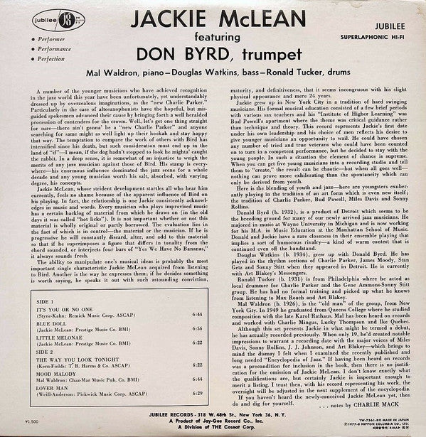 Master Release: Presenting... Jackie McLean: The New Tradition by Jackie McLean Quintet