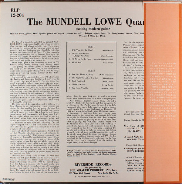 Master Release: The Mundell Lowe Quartet by The Mundell Lowe Quartet