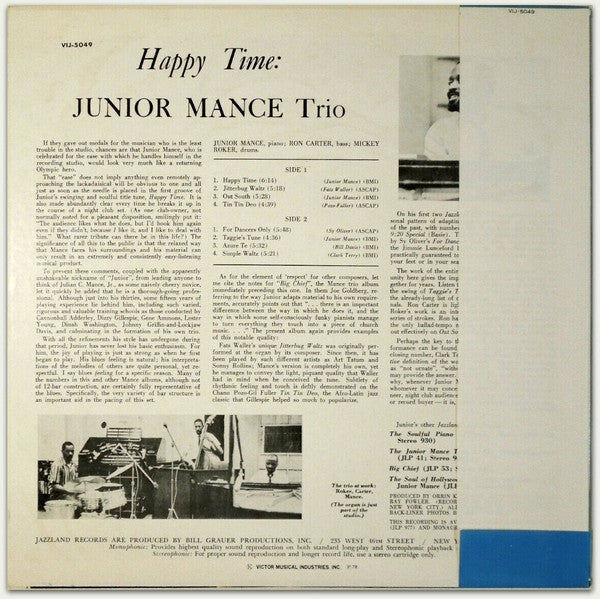 Master Release: Happy Time by Junior Mance Trio
