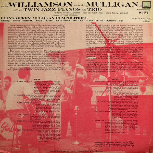 Master Release: Claude Williamson Mulls The Mulligan Scene by Claude Williamson