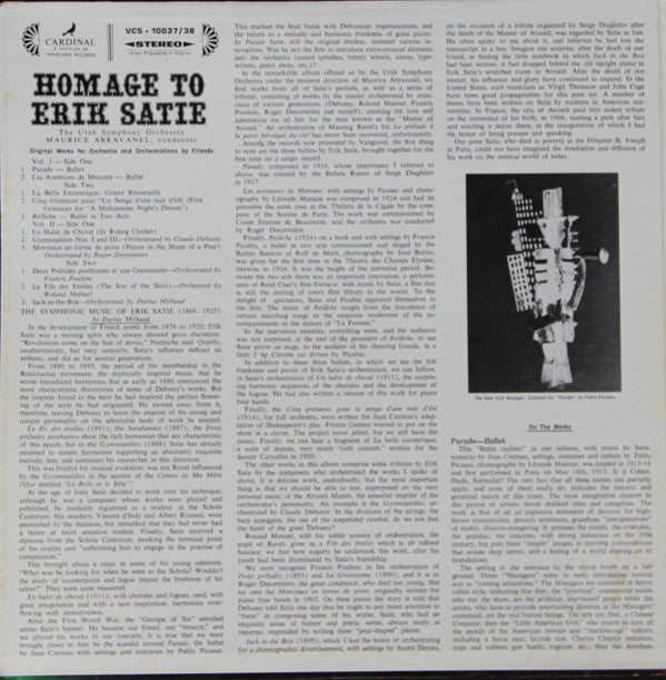 Release: Homage To Erik Satie Original Works For Orchestra And Orchestrations By Friends-Vinyl-US-1968-VCS-10037/38-2947366