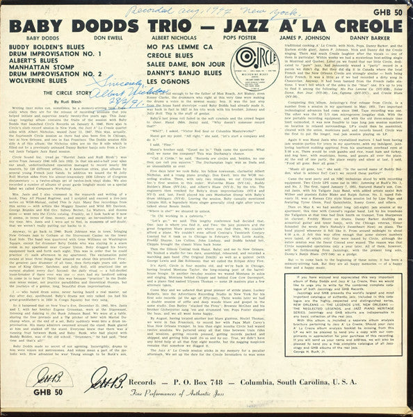 Master Release: Baby Dodds Trio / Jazz À La Creole by Baby Dodds Trio