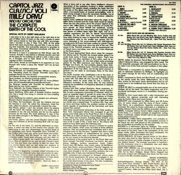 Release: Birth Of The Cool-Vinyl-US-1972-M-11026-8410511