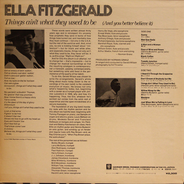 Master Release: Things Ain't What They Used To Be (And You Better Believe It) by Ella Fitzgerald