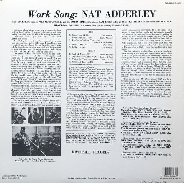 Release: Work Song-Vinyl-US-1989-OJC-363, RLP-1167-2534178