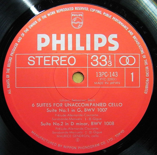 Release: Sämtliche Suiten Für Violoncello Allein-Vinyl-Japan-1979-13PC-143~144, 6770 005-8890792